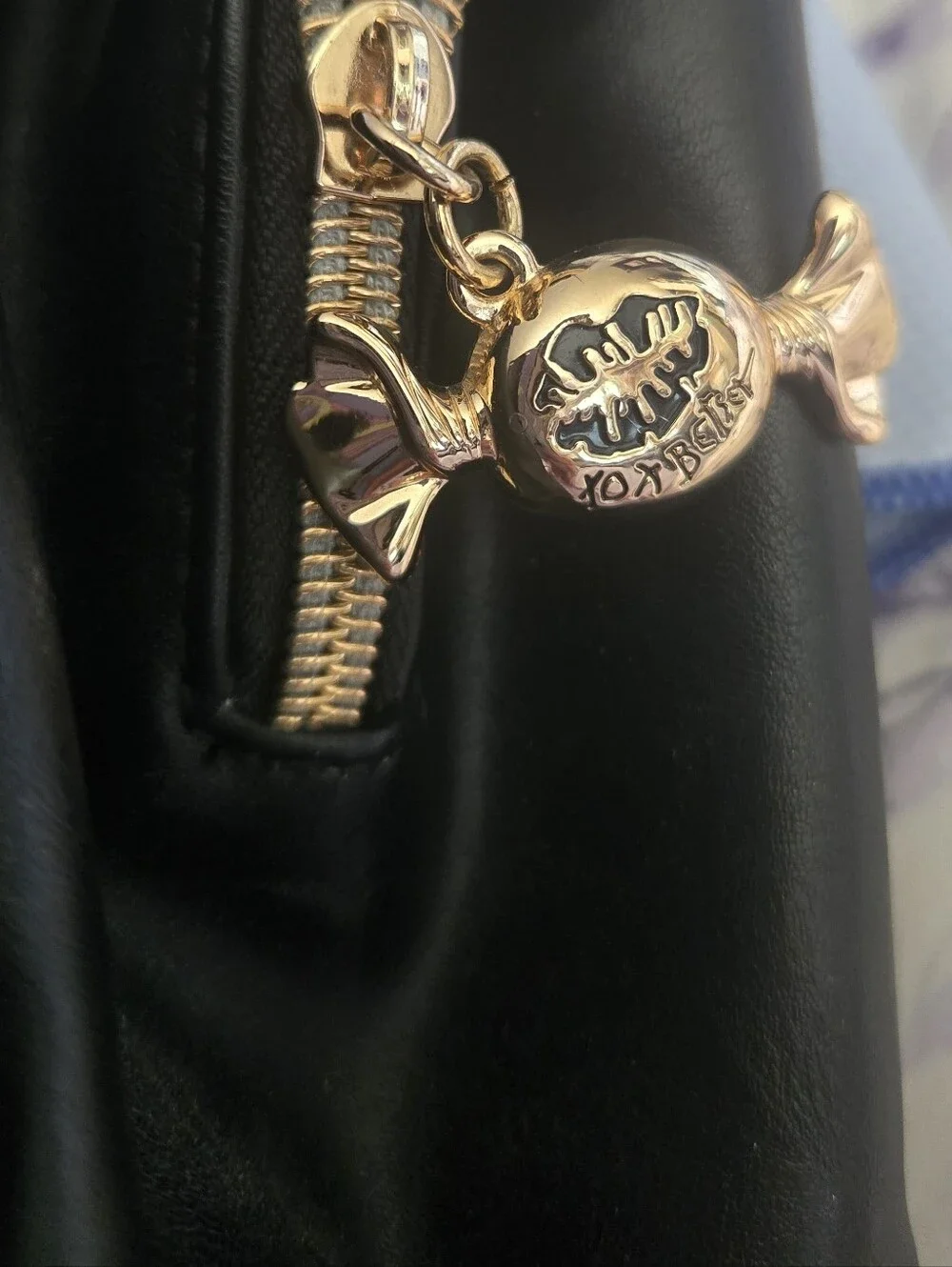 Betsey Johnson Black Satchel with Pink Donut Accent and Colorful Charm - Picture 5 of 5